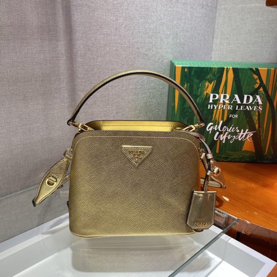 Prada Matinee Small Golden Saffiano Leather Bag 1BA286
