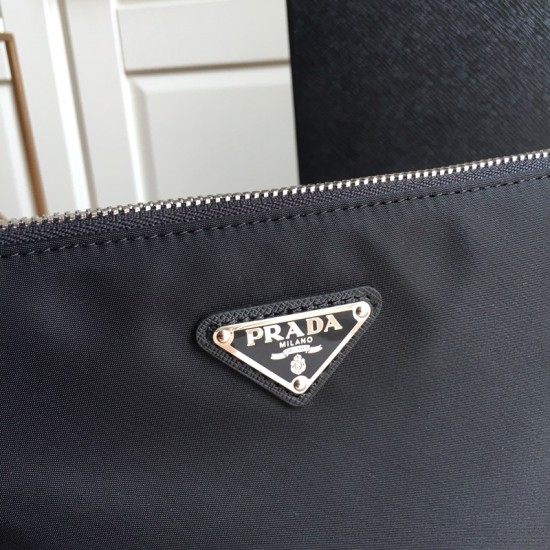 Prada Black Re-Nylon And Saffiano Leather Pouch 2NH006