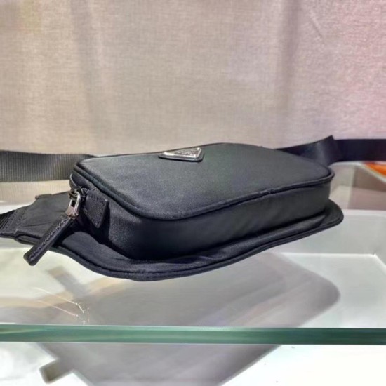 Prada Black Re-Nylon And Saffiano Leather Shoulder Bag 2VH128
