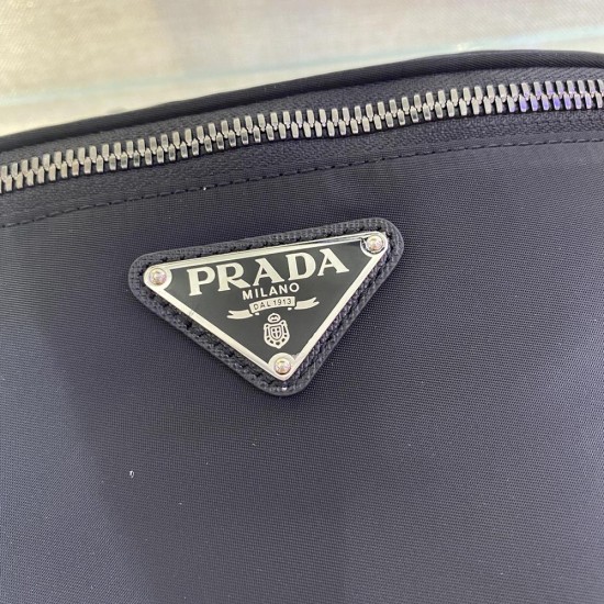 Prada Black Re-Nylon And Saffiano Leather Belt Bag 2VL033