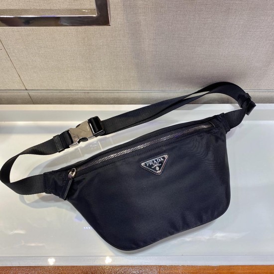 Prada Black Re-Nylon And Saffiano Leather Belt Bag 2VL033