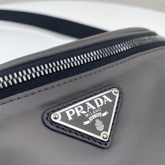 Prada Gray Re-Nylon And Saffiano Leather Belt Bag 2VL033