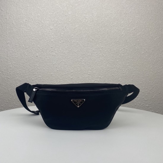 Prada Navy Re-Nylon And Saffiano Leather Belt Bag 2VL033