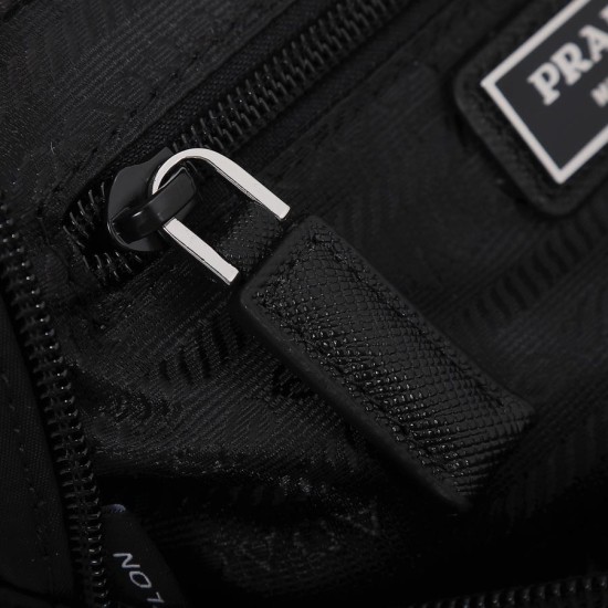 Prada Black Re-Nylon And Saffiano Leather Belt Bag 2VL977