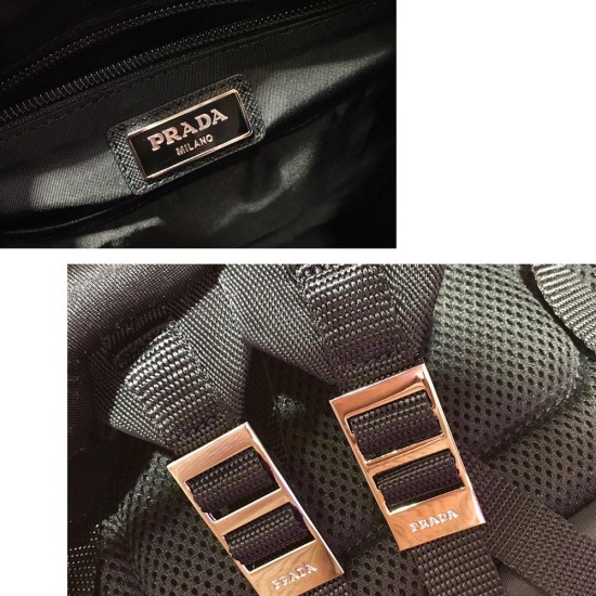 Prada Black Re-Nylon And Saffiano Leather Backpack 2VZ135