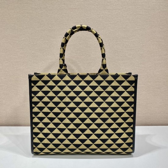 Prada Large Prada Symbole Jacquard Fabric Handbag Tote Bag 1BA356
