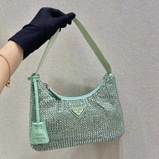 Prada Satin Re-Edition 2000 Mini-Bag With Artificial Crystals 1NE515