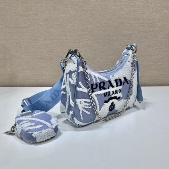 Prada Re-Edition 2006 Embroidered Drill Shoulder Bag 1BH204
