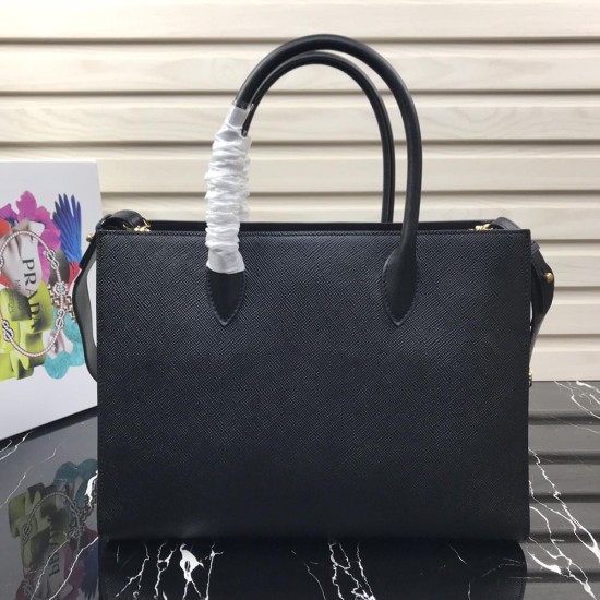 Prada Large Saffiano Leather Handbag With Straight Lines 1BA153