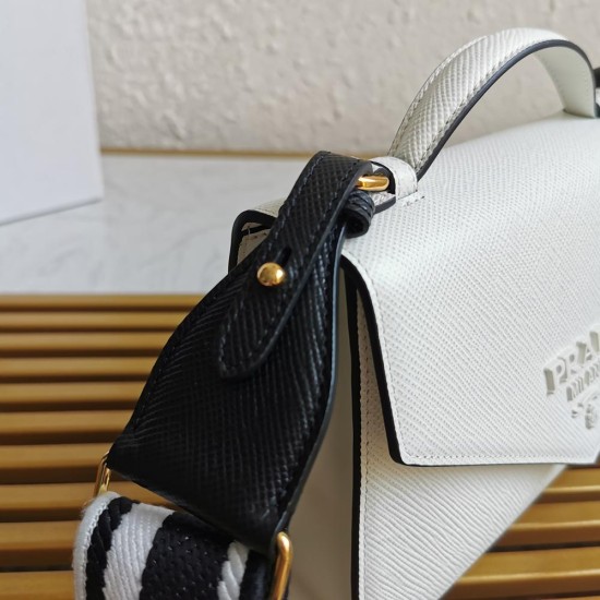 Prada Monochrome Saffiano And Leather Bag 1BD317