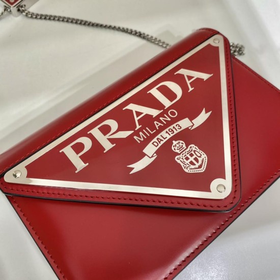 Prada Brushed Leather Chains Shoulder Bag 1BH189