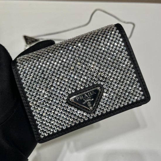 Prada Duchesse Chains Shoulder Bag Artificial Crystals 1MR024