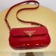 Prada Patent Leather Shoulder Bag with Flap 20.5cm 2 Colors 1BD339