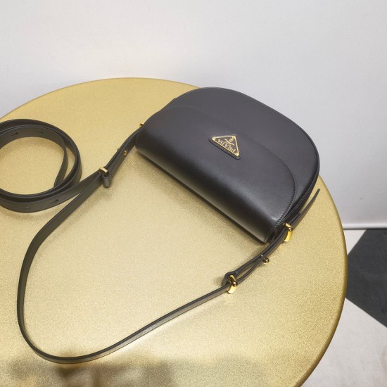 Prada Arqué Leather Shoulder Bag With Flap 23cm 4 Colors 1BD365