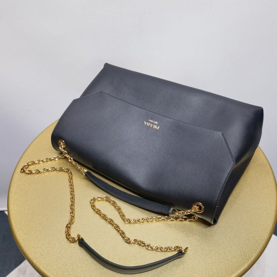 Prada Large Leather Shoulder Bag 38cm 2 Colors 1BD368