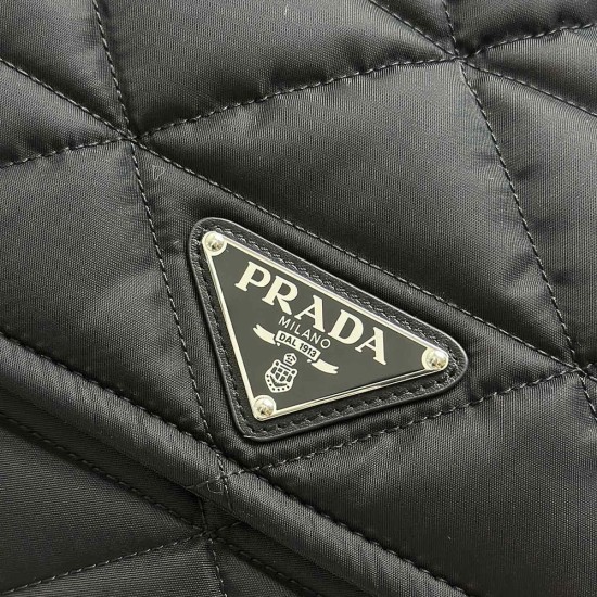 Prada Large Padded Re-Nylon Shoulder Bag With Patchwork 36cm 1BD256