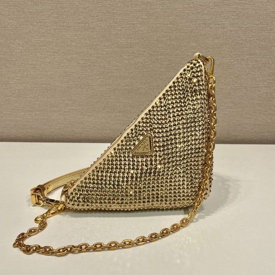 Prada Triangle Satin Mini Bag With Crystals 26cm 2 Colors 1BC190