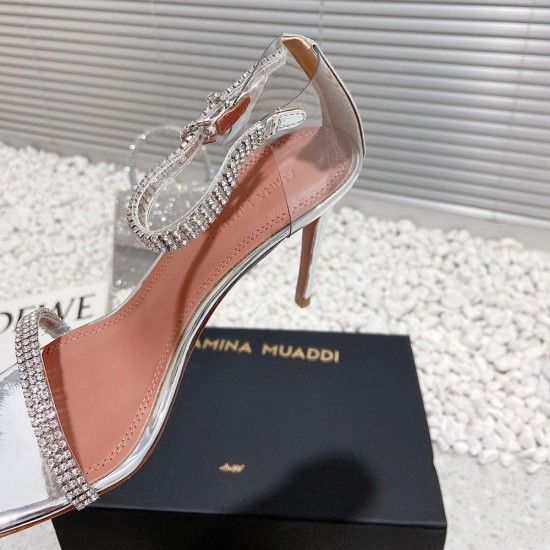 Amina Muaddi Crystal-Strap Transparent PVC Sandals