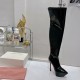 Amina Muaddi Platform High Boots In Patent Leather With Zipper 2 Colors