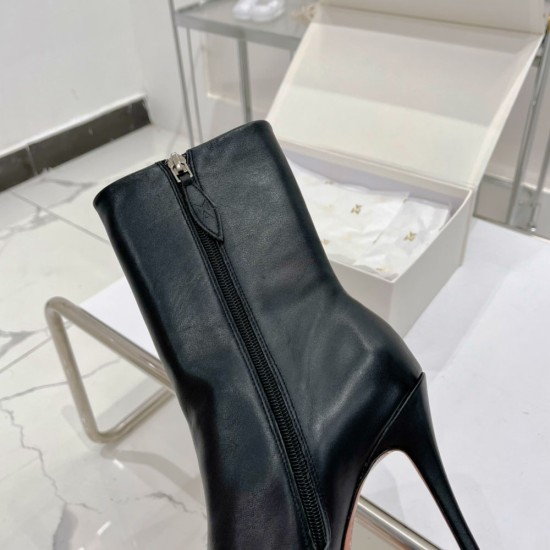 Amina Muaddi Platform Ankle Boots In Calf Leather 2 Colors