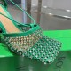BV Sparkle Stretch Lace Up Sandals With Rhinestone Embellished Mesh And Leather 5 Colors