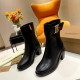 Burberry Monogram Motif Leather Block-Heel Boots