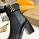 Burberry Monogram Motif Leather Block-Heel Boots