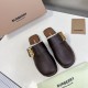 Burberry Monogram Detail Shearling Lined Leather Mule 2 Colors
