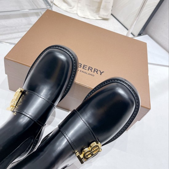 Burberry Monogram Motif Leather Chelsea Boots
