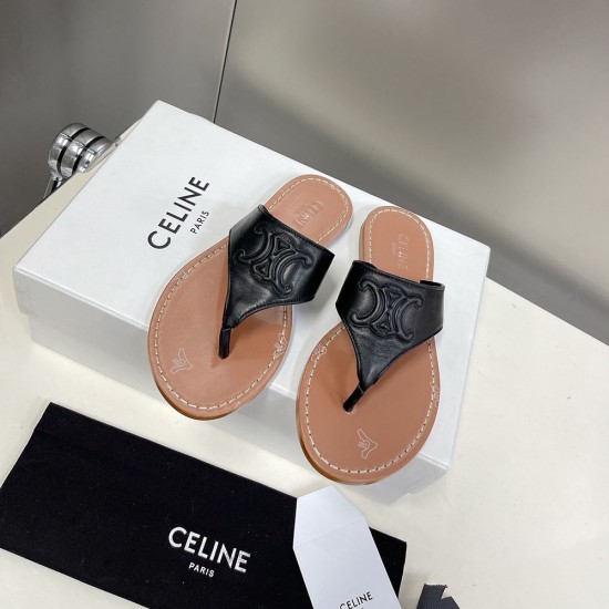 Celine Triomphe Flat Thong In Calfskin 2 Colors