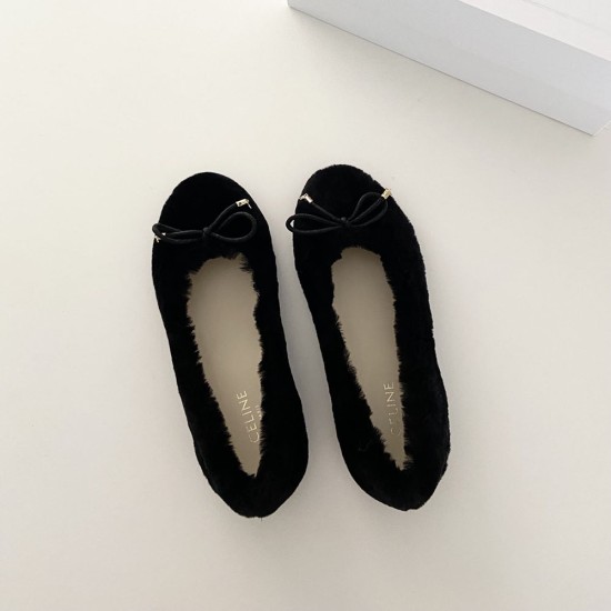 Celine Ballerina Loafers And Flats In Lambfur 2 Colors