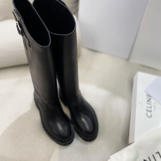 Celine Buckled High Boot In Calfskin 2 Colors