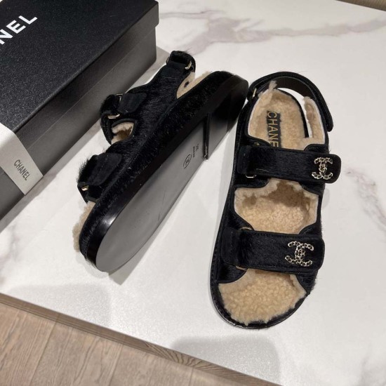 Chanel Sandals With Mink Fur