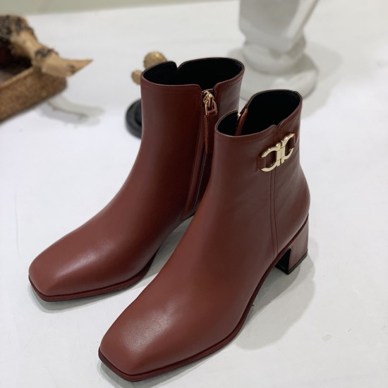 Ferragamo Gancini Ankle Boot In Calf Leather 2 Colors