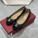 Ferragamo Varina Ballet Flat In Quilted Nappa And Patent Leather 5 Colors