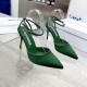 Manolo Blahnik Satin Embellished Ankle Strap Pumps Pointed Toe With Crystal 3 Colors