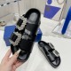 Manolo Blahnik Slippers In Calfskin With Square Crystal Buckle