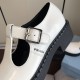 Prada Brushed-Leather Mary Jane T-strap Shoes 3 Colors