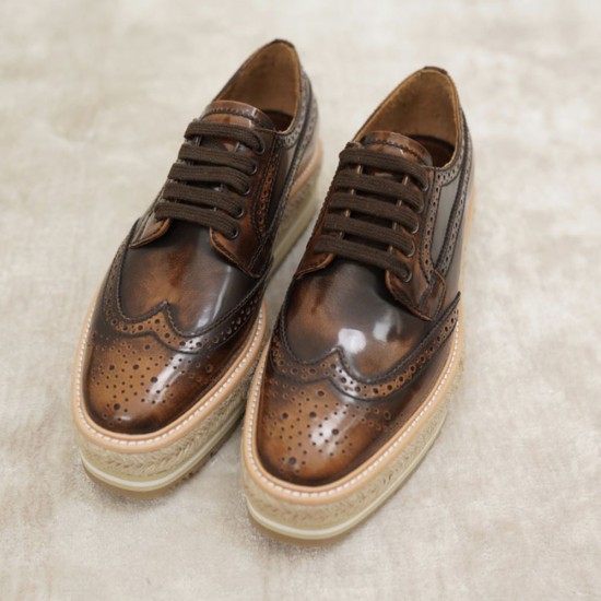 Prada Brushed Leather Derby Shoes 3 Colors