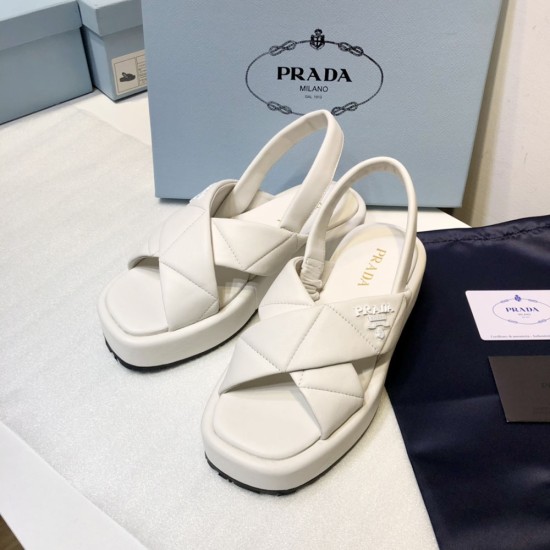 Prada Sporty Quilted Nappa Leather Sandals 2 Colors