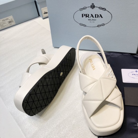 Prada Sporty Quilted Nappa Leather Sandals 2 Colors