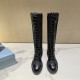 Prada Brushed Leather and Mesh Boots 2 Colors 
