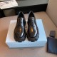 Prada Monolith Nuanced Brushed Leather Lace-up Shoes 2 Colors