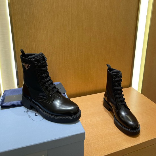 Prada Brushed-leather and Re-Nylon Boots 2 Colors
