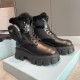 Prada Monolith Leather and Nylon Fabric Boots for Winter 