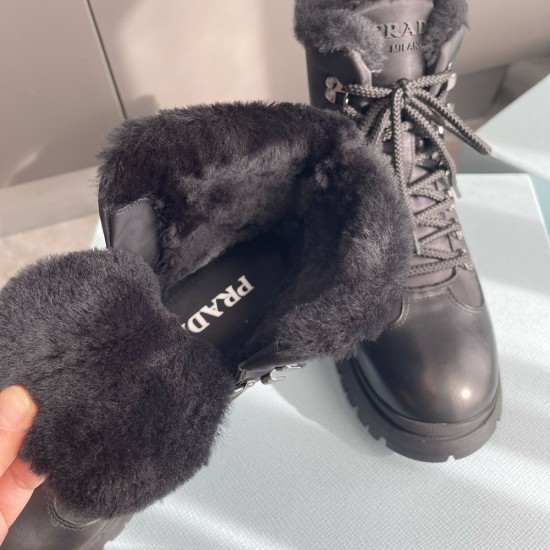 Prada Brixxen Leather and Nylon Booties for Winter 2 Colors