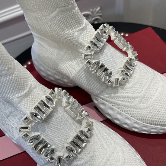 Roger Vivier Viv' Run Light Socks Strass Buckle Ankle Boots