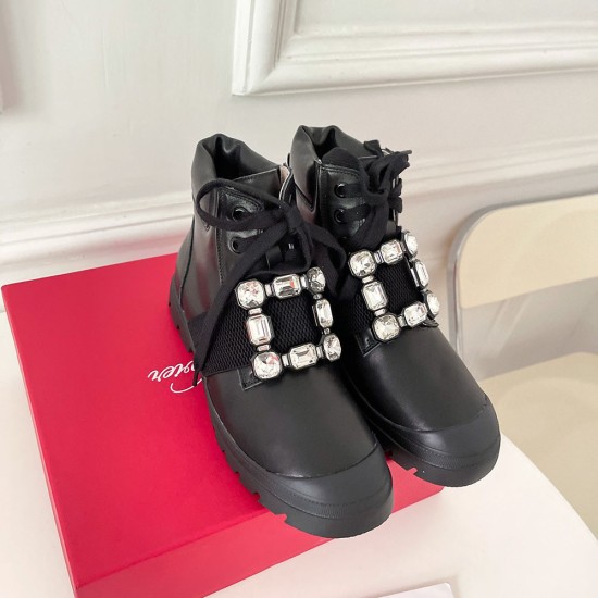 Roger Vivier Walky Viv' Lace Up Strass Buckle Booties