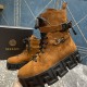 Versace Greca Labyrinth Leather Lace Up Boots In Calf Suede 2 Colors