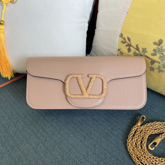 Valentino Loco Calfskin Shoulder Bag With Jewel Logo 27cm 3 Colors